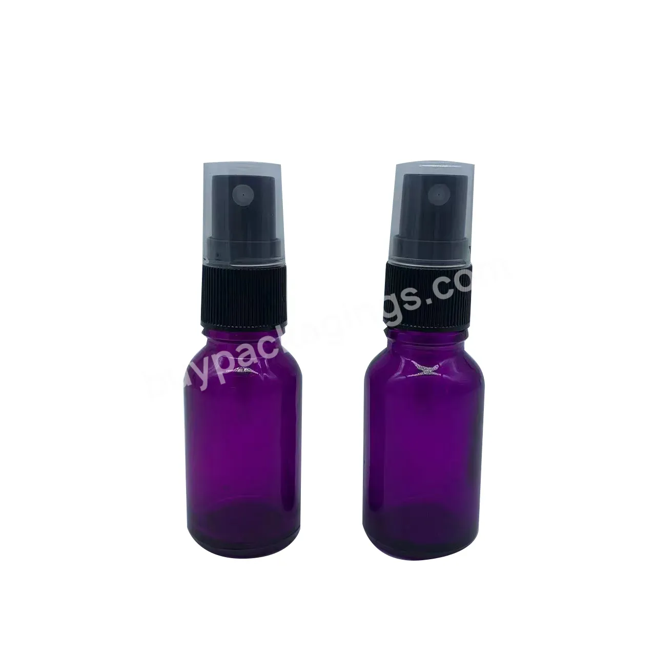 15ml 30ml 60ml Purple Color Thick Bottom Glass Essential Oil Perfume Bottle With Black Mist Sprayer