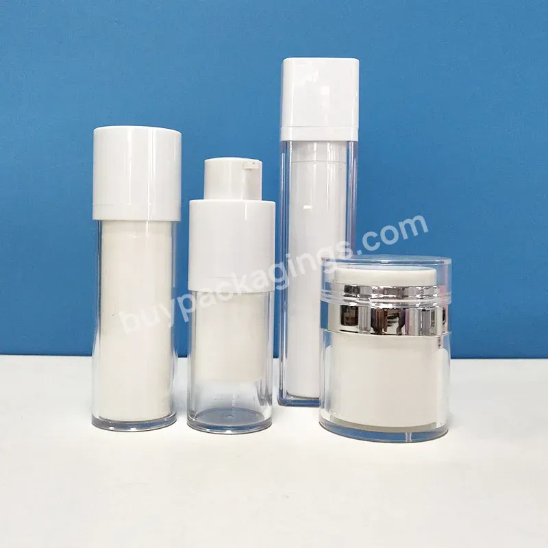 15ml 30ml Facial Serum Packaging Clear Frosted Empty Square Rotating Pump Airless Bottle 50ml With Paper Label