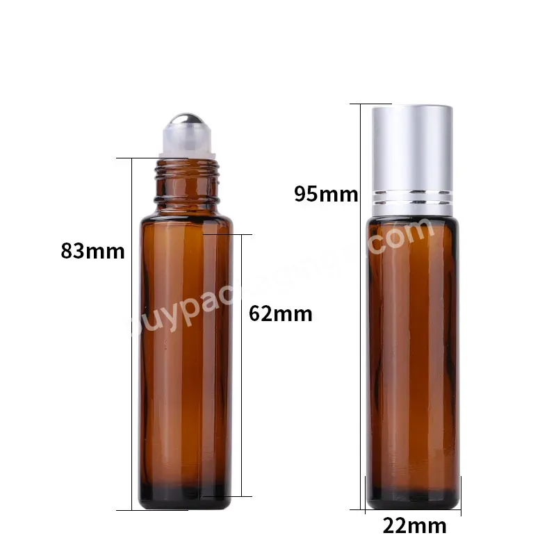 15ml Amber Roll Glass On Roller Bottle With Stainless Steel Refillable Essential Oils Perfume Bottles Containers