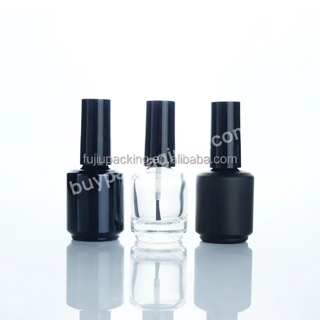 15ml Black Empty Uv Gel Nail Polish Round Bottles With Soft Flat Brushes