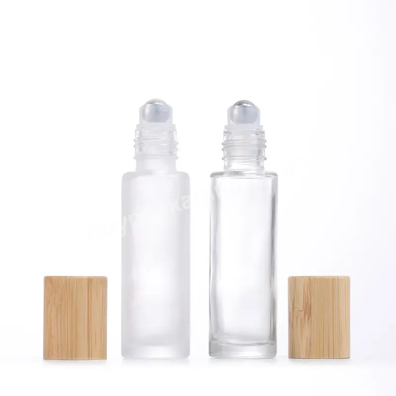 15ml Clear/white Matte/frosted Glass Essential Oil Roll On Bottle Metal Roller Ball For Perfume Aromatherapy With Bamboo Lids