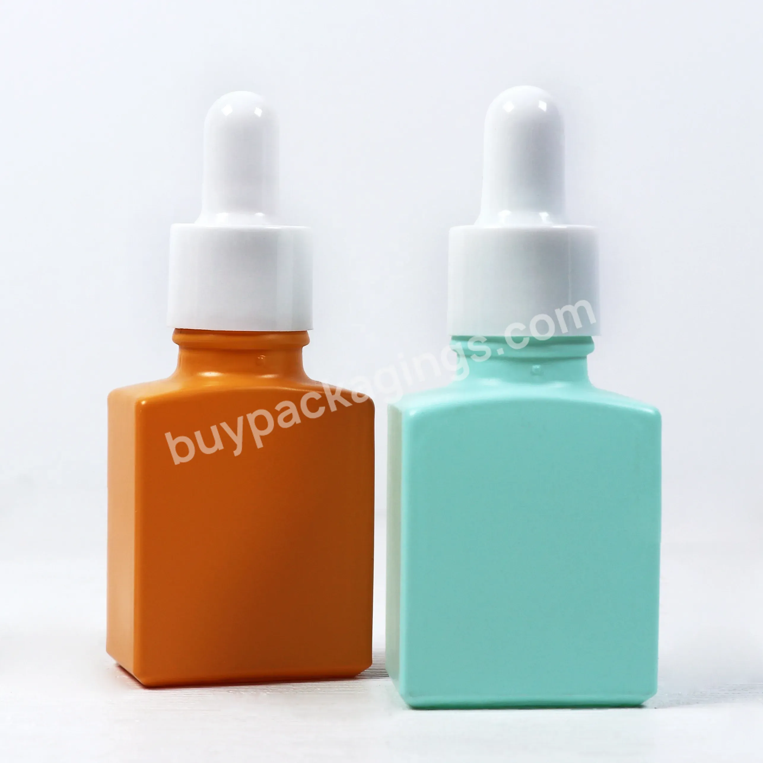 15ml Cosmetic Container Macarone Flat Square Perfume Foundation Empty Colored Glass Dropper Bottle