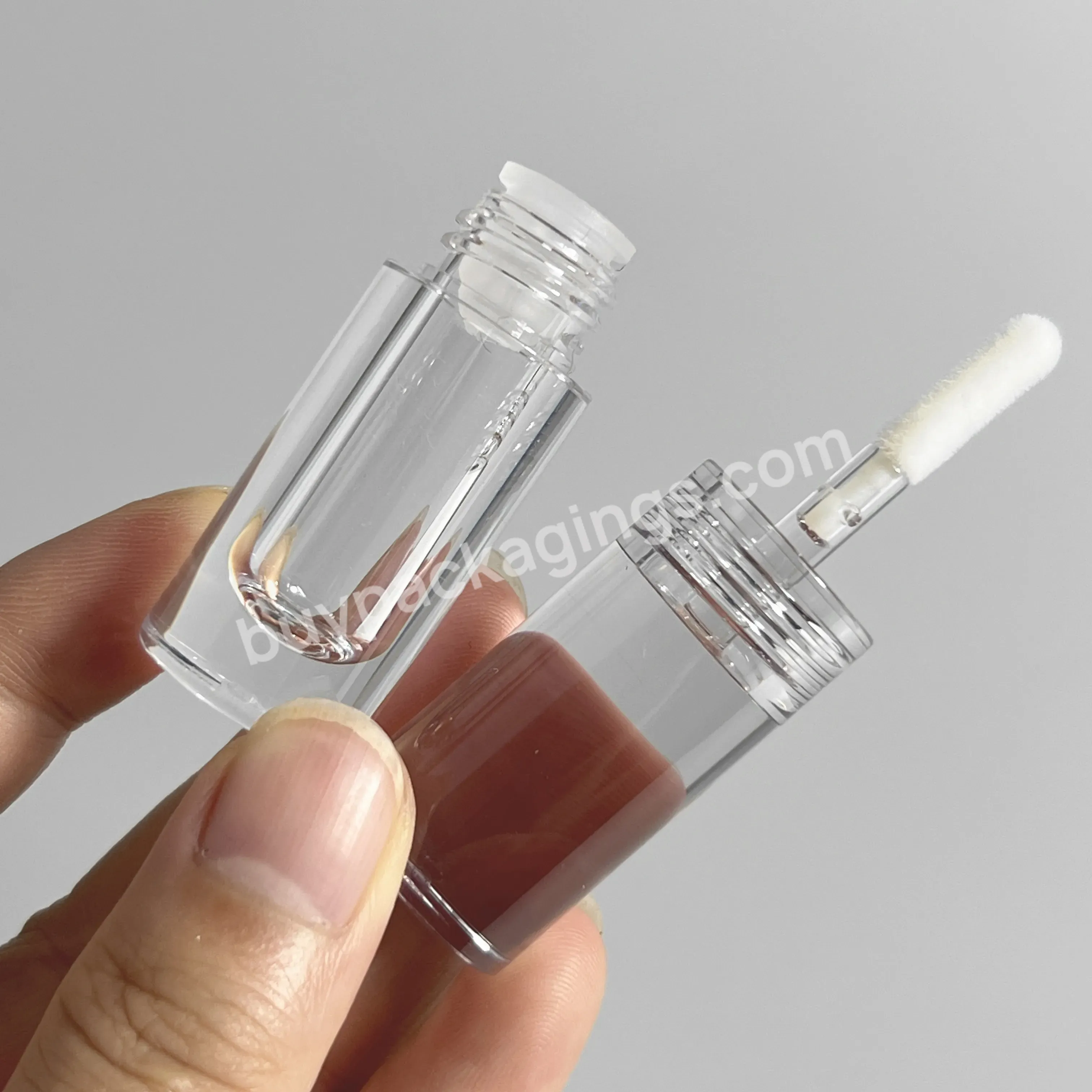 1.5ml Custom Luxury Cute Mini Lip Gloss Tube Pink Clear Transparent Lipgloss Tubes With Big Brush In Stock