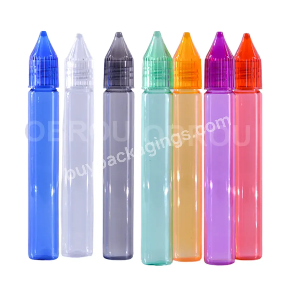 15ml Pet Pen Shape Bottle Blue/clear/black/green/orange/purpke/red Empty Dropper Bottles Long Shape Plastic Oil Bottle