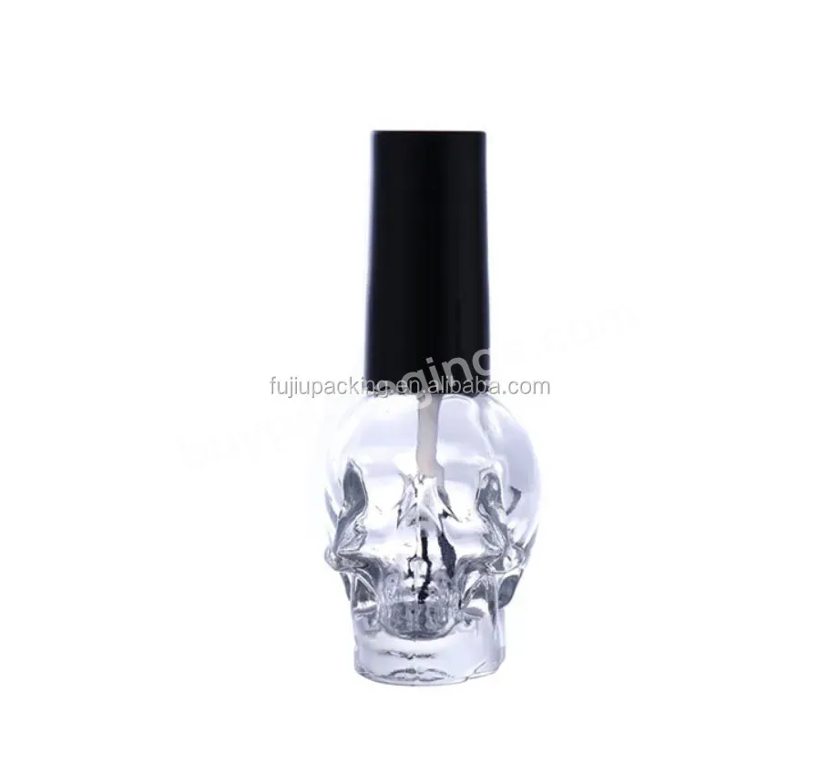 15ml Skull Shape Empty Colored Cap Nail Polish Bottle With Brush