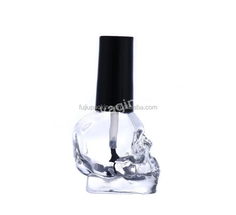 15ml Skull Shape Empty Colored Cap Nail Polish Bottle With Brush