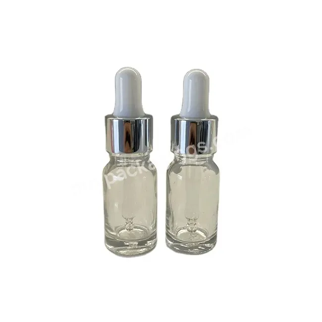 15ml Transparent Glass Bottle With Silver Dropper Cap