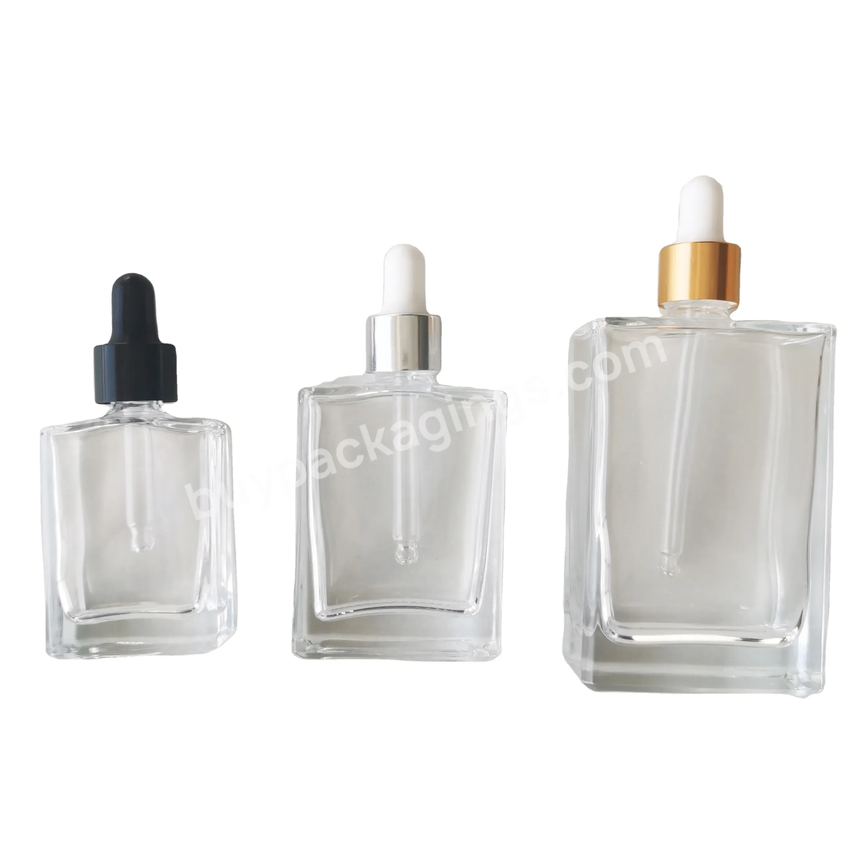 15ml/30ml/50ml/100ml Rectangle Clear Glass Dropper Bottle Square Perfume Bottle