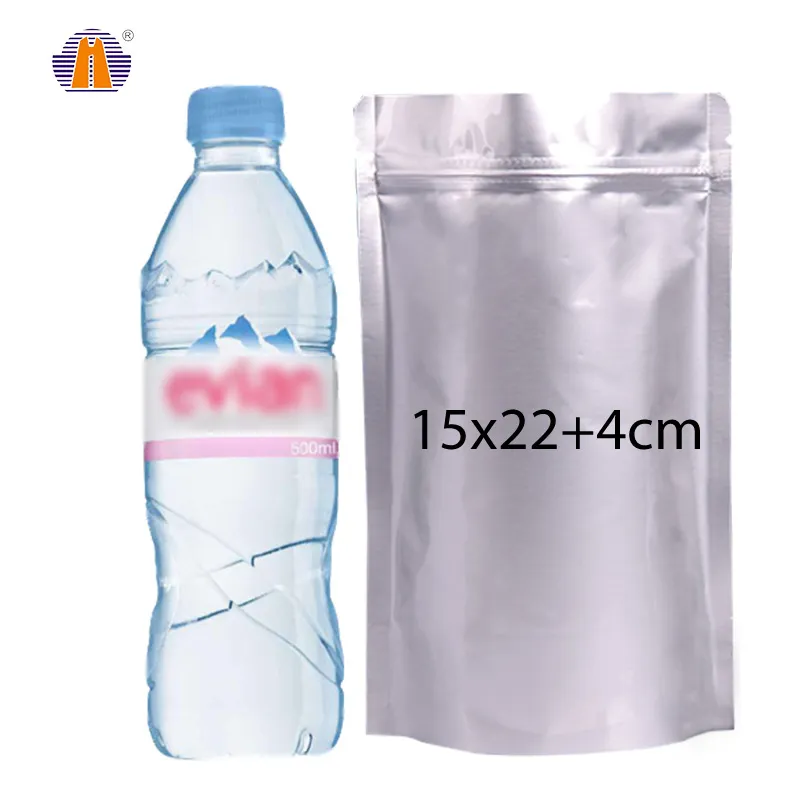 15x22 In Stock Silver Food Zip Lock Plastic Zipper Packaging Ziplock Aluminum Foil Stand Up Pouch Bag