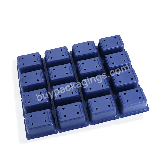 16 128 200 Cells Blue Plug 60g Ps Plastic Plant Nursery Tray Vacuum Seed Germination Vegetable Starting Tray