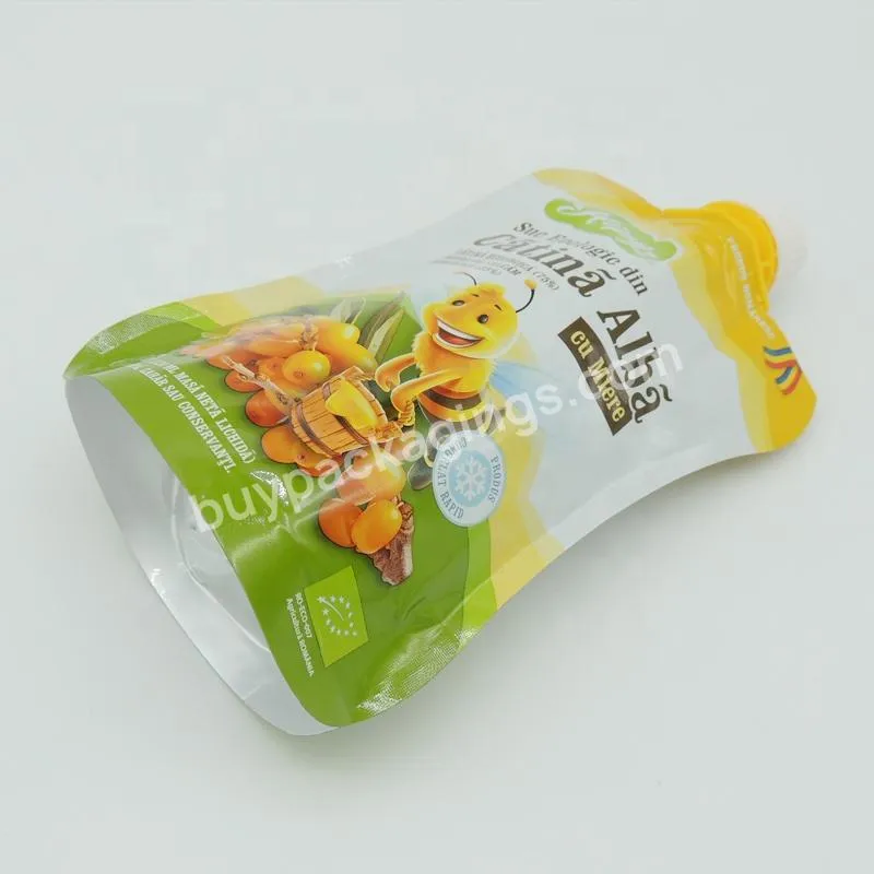 16 Oz Spout Pouch Recyclable Stand Up Bag Aluminum Spout Pouch For Food Liquid Transparent Clear Spout Pouch Plastic Drink Bag