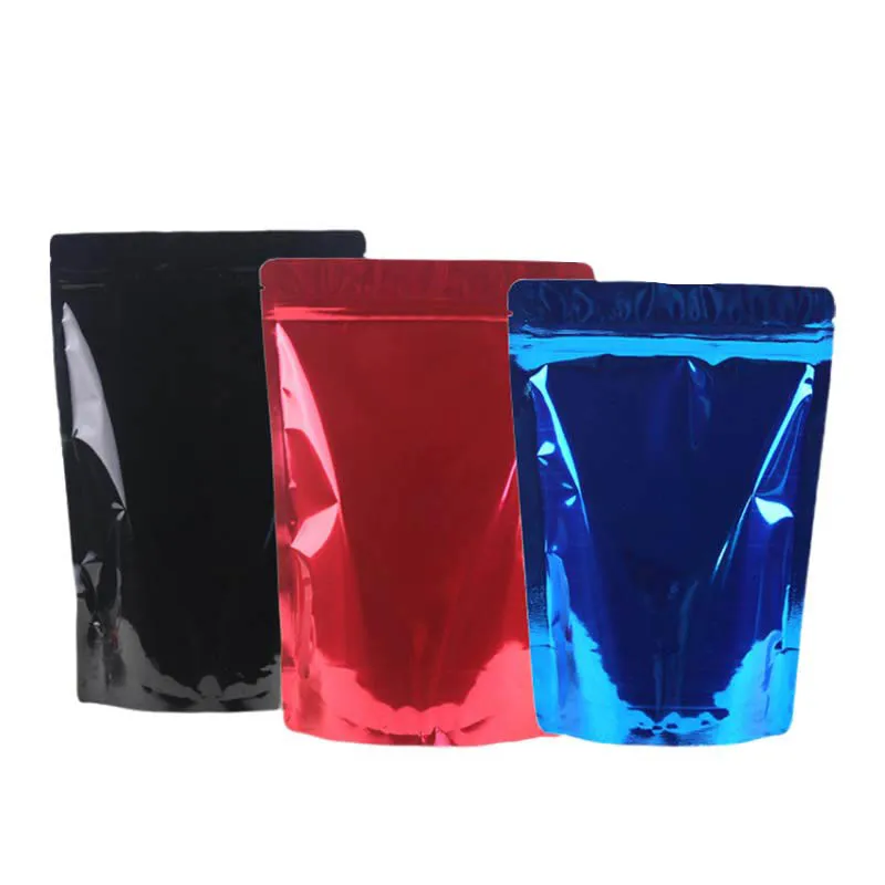 18*30cm 20*30cm Wholesale colorful black standing ziplock plastic food tea zipper sealing aluminum foil packaging bags