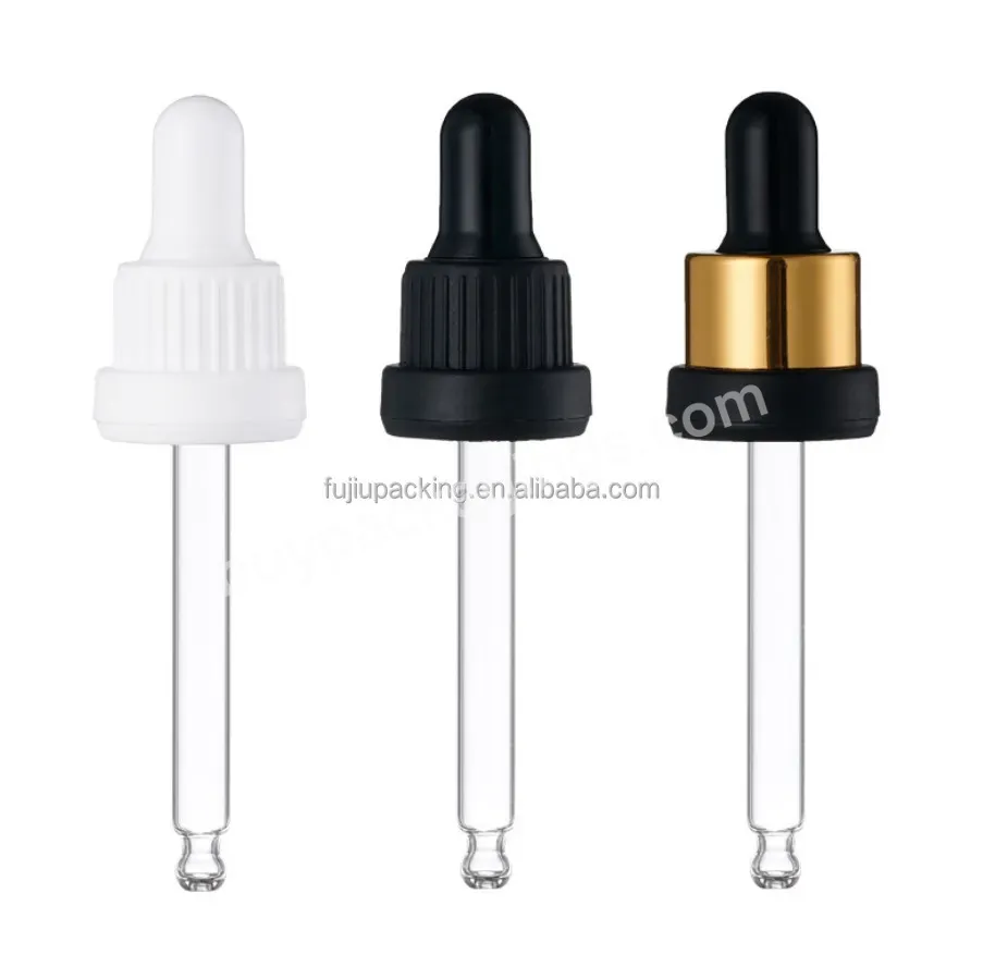 18/410 18/415 Shiny Gold Silver Smooth Dropper Cap Plastic Black White Glass Pipette Aluminum Dropper