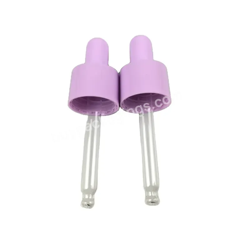 18/410 20/410 24/410 Purple Glass Pipette Dropper Cap For Cosmetic Bottle