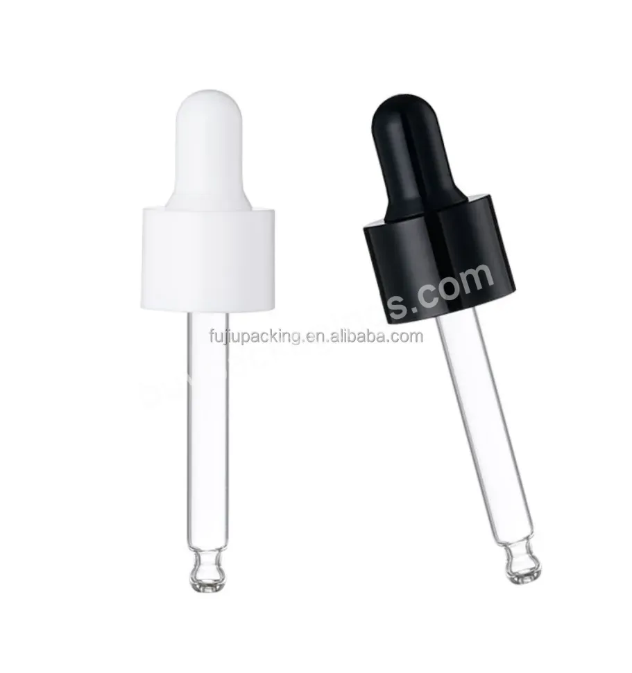 18/410 20/410 Shiny Black White Aluminum Glass Dropper Cap For Essential Oil Bottle