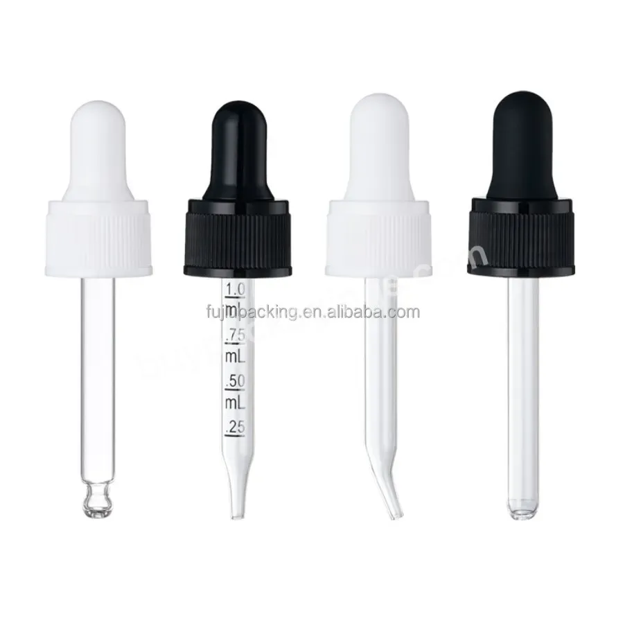 18/410 20/410 Shiny Black White Aluminum Glass Dropper Cap For Essential Oil Bottle