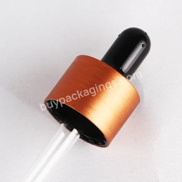 18/410 Aluminum Plastic Bottle Dropper Cap Brushed Wire Drawing Bronze Color Aluminum Dropper For Essential Oil Bottle Manufacturer/wholesale