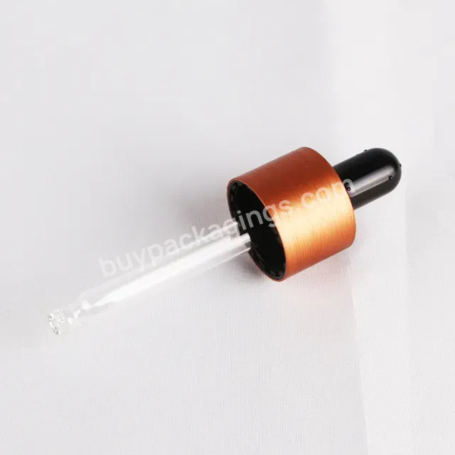 18/410 Aluminum Plastic Bottle Dropper Cap Brushed Wire Drawing Bronze Color Aluminum Dropper For Essential Oil Bottle Manufacturer/wholesale