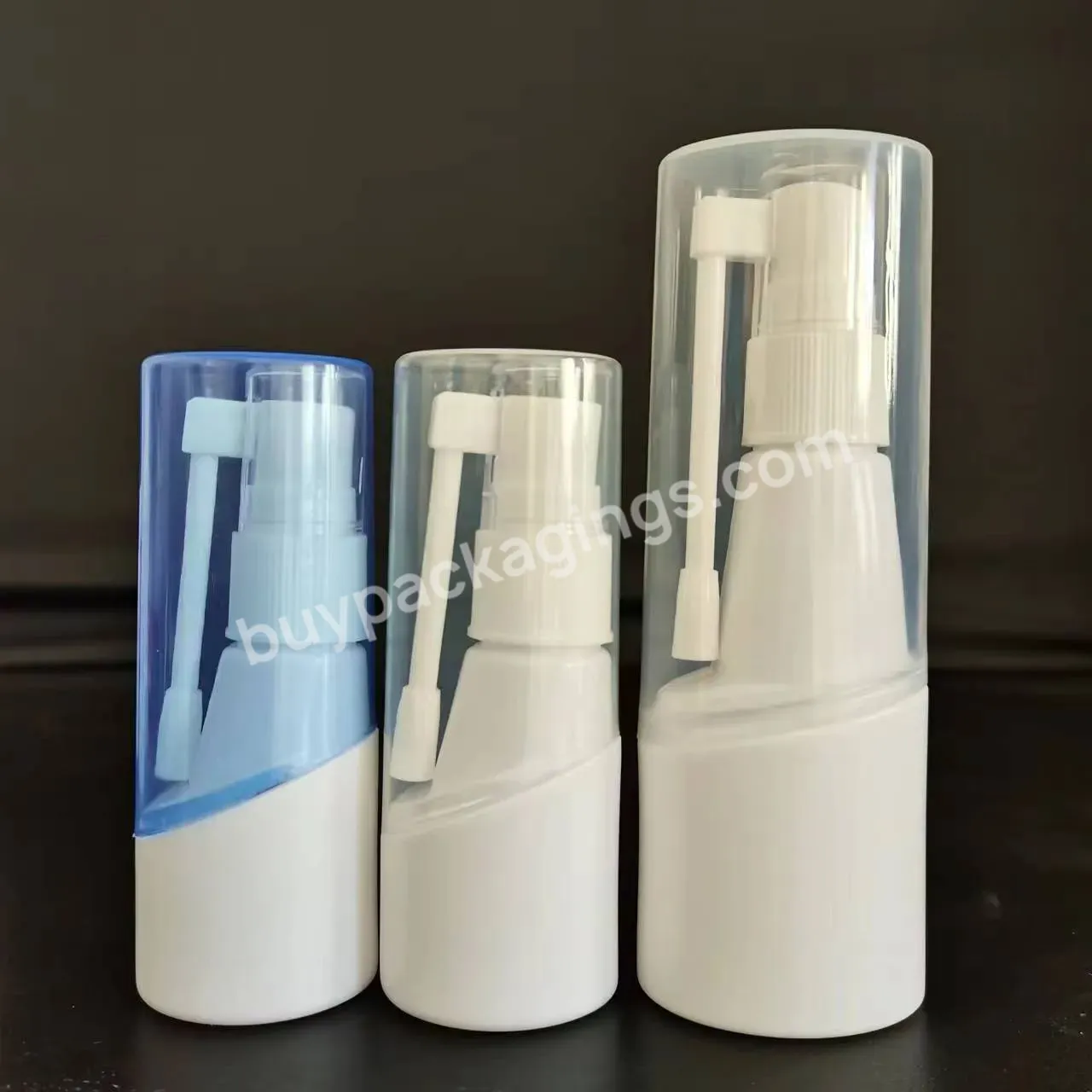 18/410 White Plastic Medical Nasal Spray With Long Nozzle White Mouth Nasal Throat 30ml 50ml Spray Pump Bottle