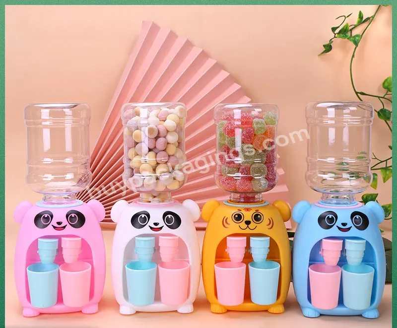 18cm Wholesale Cartoon Water Dispenser Plastic Jar Candy Biscuit Puffs Snack Bottle Panda Toy Jar