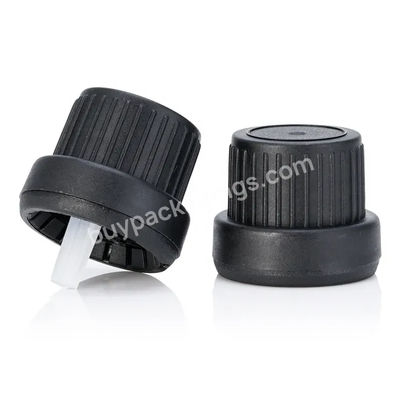 18mm 18-410 Matte Black White Dropper Cap With Plug Glass Bottle Tamper Evident Cap