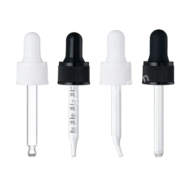 18mm 18-410 Ribbed Dropper Cap With Glass Pipette For Glass Essential Oil Bottles