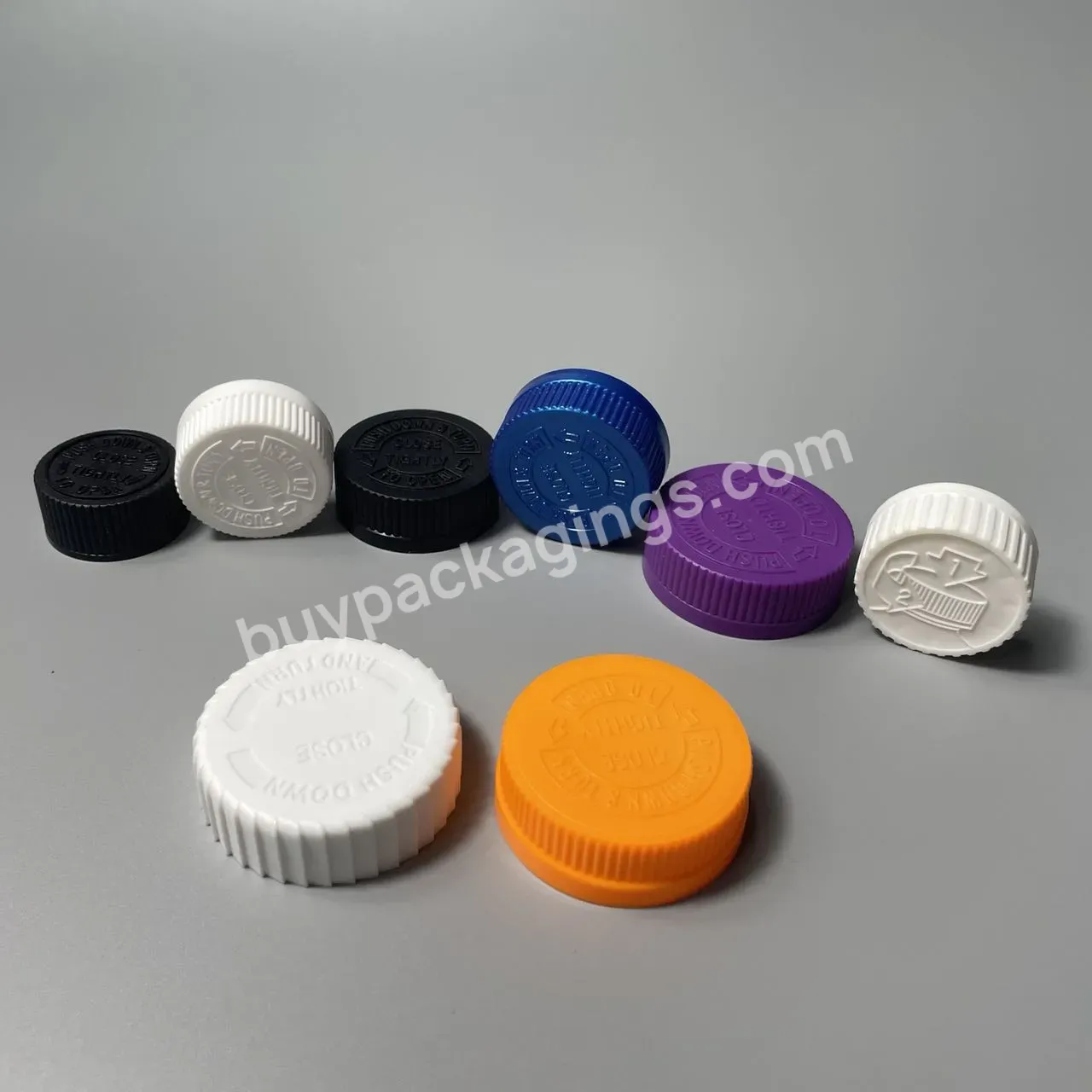 18mm 24mm 38mm 45mm 53mm 89mm Logo Custom Pharmaceutical Bottle Package Pp Plastic Crc Child Proof Cap