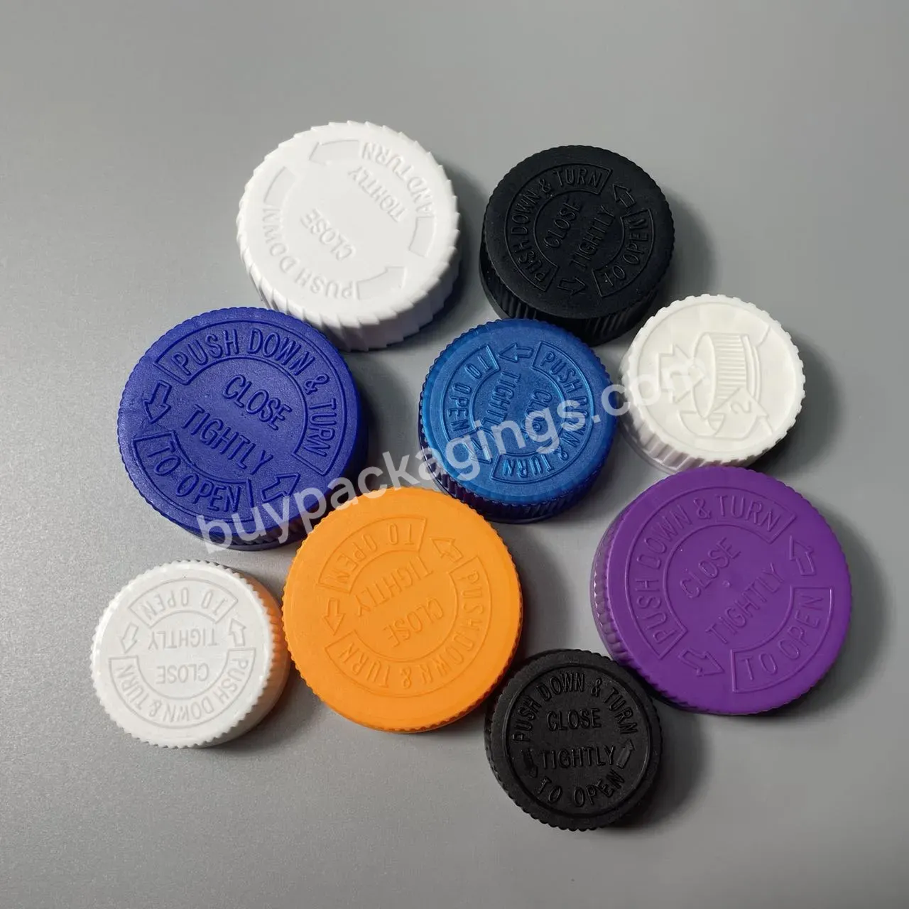 18mm 24mm 38mm 45mm 53mm 89mm Logo Custom Pharmaceutical Bottle Package Pp Plastic Crc Child Proof Cap