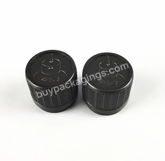 18mm Black Pp Child Proof & Tamper Evident Screw Cap For Essential Oil Glass Bottle