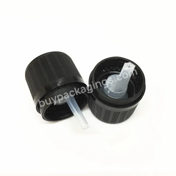 18mm Black Tamper Evident Essential Glass Dropper Cap