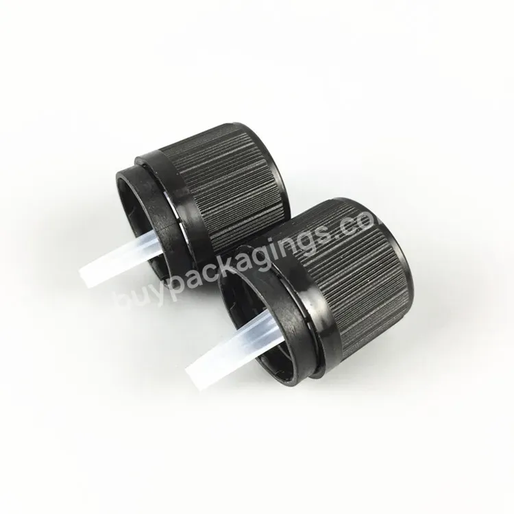 18mm Black Tamper Evident Pilfer Proof Plastic Screw Cap With Insert Dropper Plug Reducer For Essential Oil Bottles