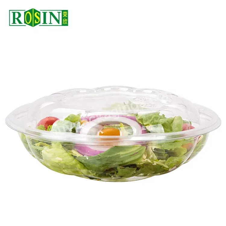 18oz Clear Pet Takeaway Plastic Fruit Salad Bowl Disposable Round Food Bowl