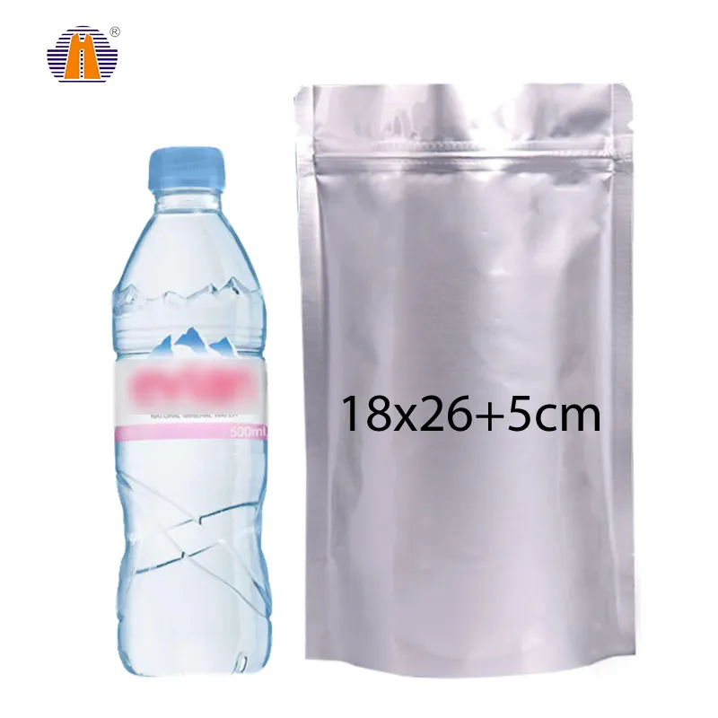 18x26 In Stock Silver Food Zip Lock Plastic Zipper Packaging Ziplock Aluminum Foil Stand Up Pouch Bag