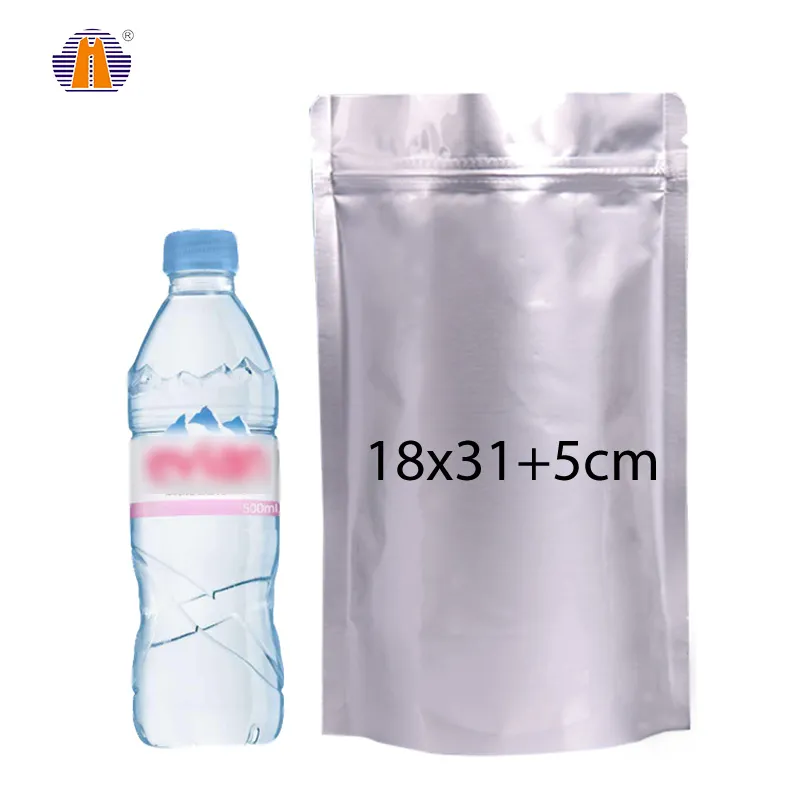 18x31 In Stock Silver Food Zip Lock Plastic Zipper Packaging Ziplock Aluminum Foil Stand Up Pouch Bag