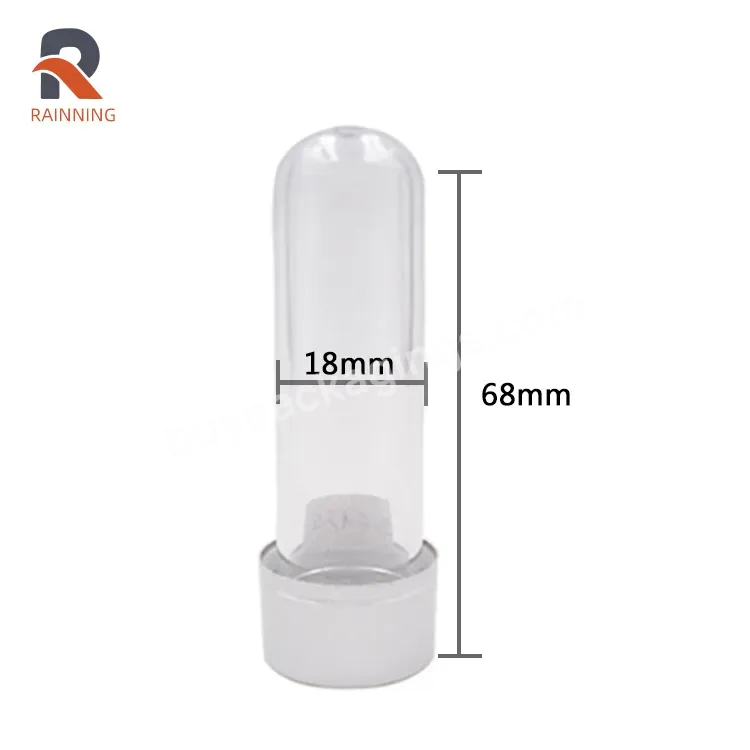 18x68mm Clear Plastic Tube Round Bottom Test Tube With Screw Lid