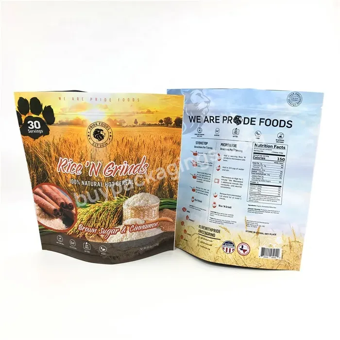 1kg 2kg 5kg 10kg Custom Printing Laminated Plastic Flour Packing Bag Vacuum Rice Packaging Bags With Resealable Zipper Pouch