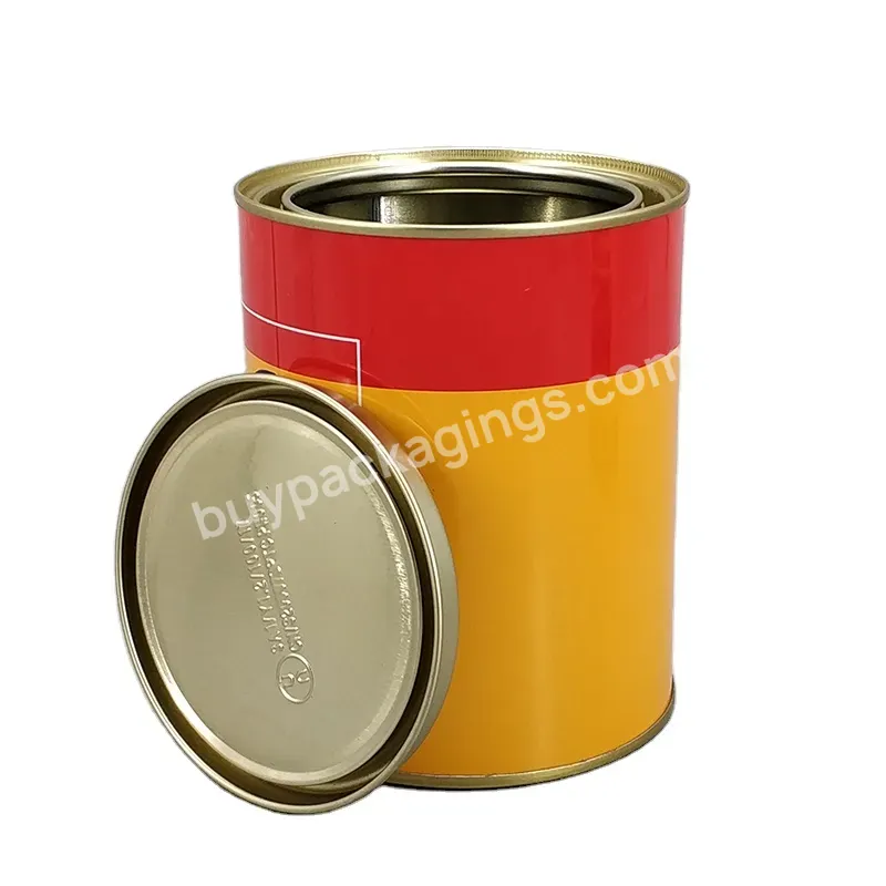 1l Drum Round Paint Tin Can With Metal Lid Tin Bucket For Glue Engineoil,Latex All Solvent