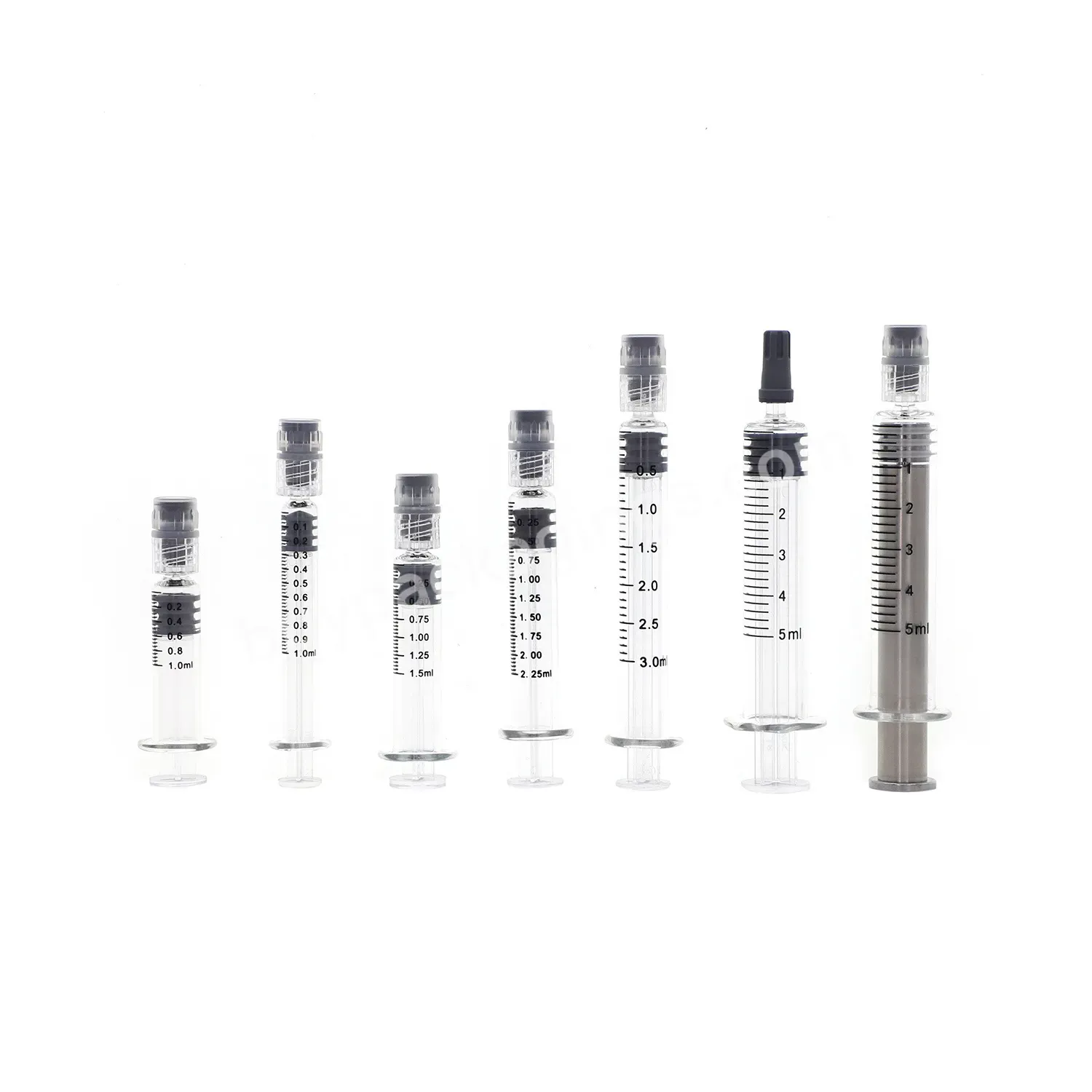 1m 2ml 3.5ml 5ml Prefilled Glass Oil Syringe Disposable Cosmetic Syringe With Luer Lock Custom Pet Packaging