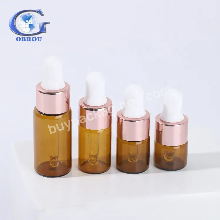 1ml 2ml 3ml 5ml Amber Clear Portable Aromatherapy Esstenial Oil Bottle With Eye Dropper Mini Empty Pipette Dropper Glass Vials