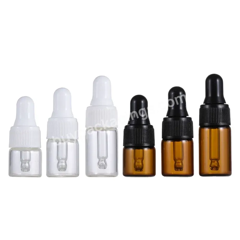 1ml 2ml 3ml 5ml Amber Glass Dropper Bottle Empty Refillable Clear Glass Vials With Gold Cap For Essential Oil