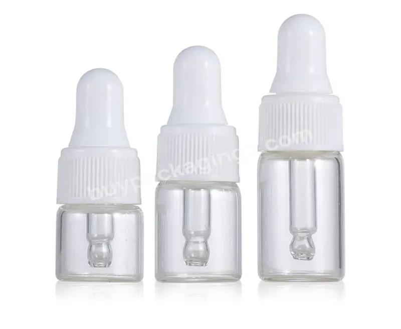 1ml 2ml 3ml 5ml Amber Glass Dropper Bottle Empty Refillable Clear Glass Vials With Gold Cap For Essential Oil