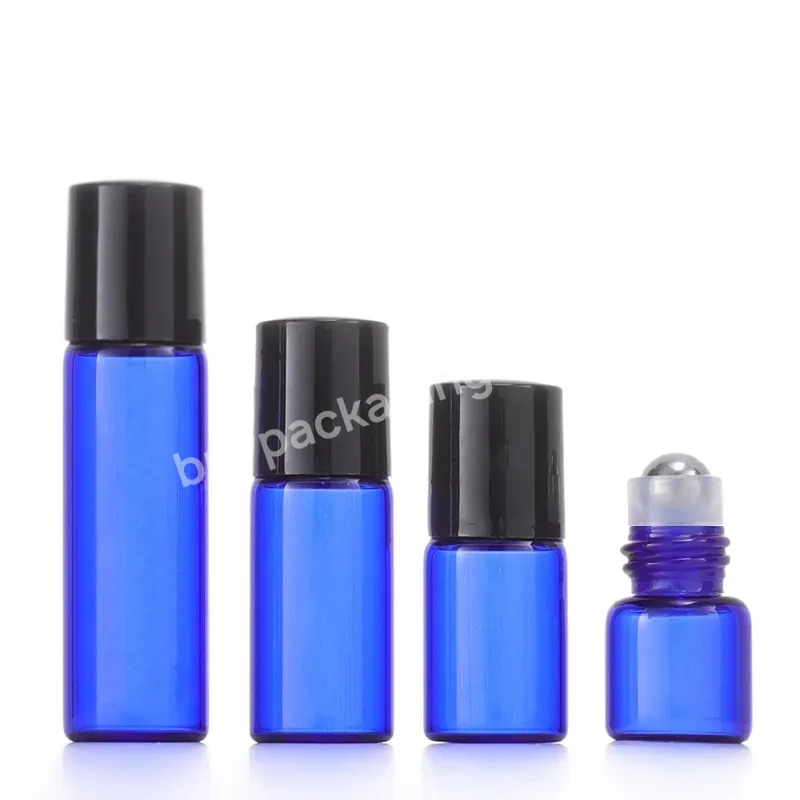 1ml 2ml 3ml 5ml Blue Roll On Glass Bottles With Steel Ball Perfume Roller Bottles