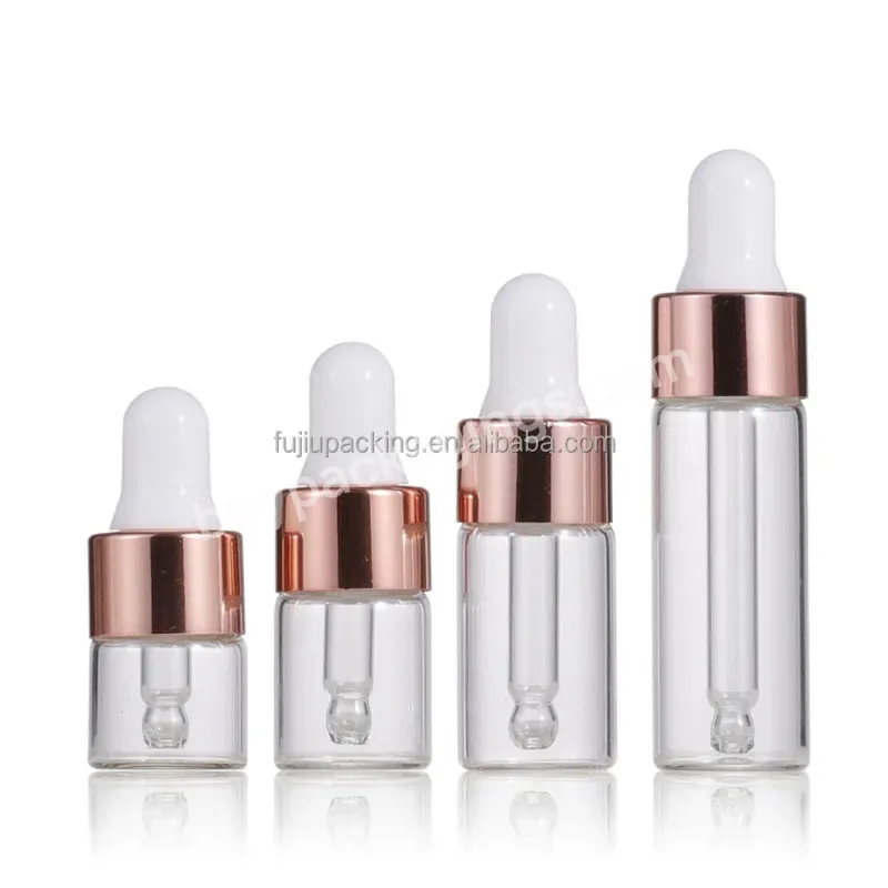 1ml 2ml 3ml 5ml Brown Transparent Pink Glass Dropper Bottle Mini Glass Essential Oil Bottle Black Silver Rose Gold Circle