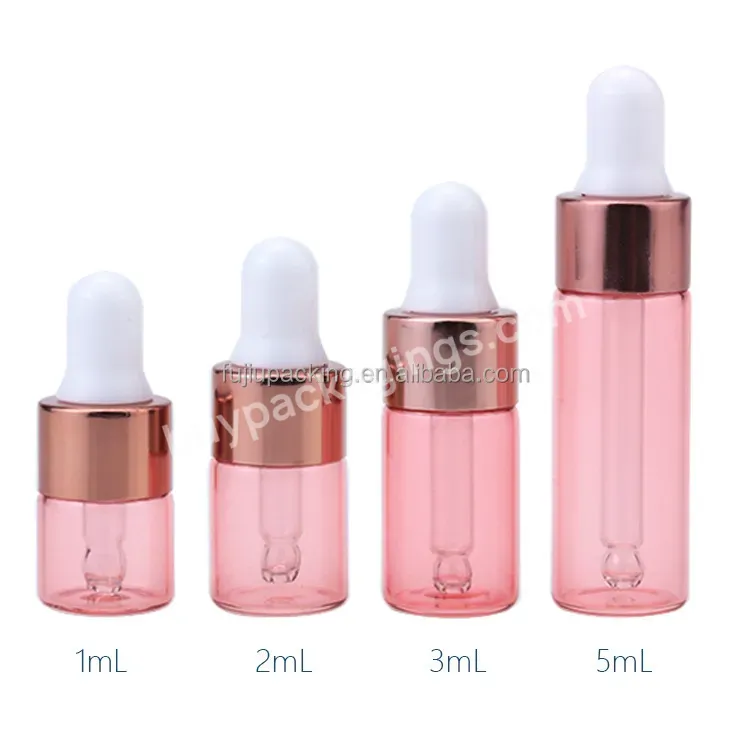 1ml 2ml 3ml 5ml Brown Transparent Pink Glass Dropper Bottle Mini Glass Essential Oil Bottle Black Silver Rose Gold Circle