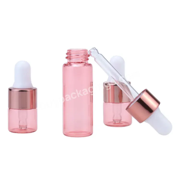 1ml 2ml 3ml 5ml Rose Gold Glass Dropper Bottles Mini Empty Refillable Essential Oil Dropper Bottles Containers Jars