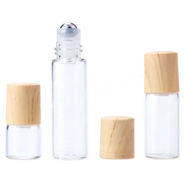 1ml 2ml 3ml 5ml Transparent Glass Roll On Bottles For Essential Oils Wooden Grain Lid - Buy Perfume Roll On Bottle,2ml Clear Roller Bottle,Essential Oil Roller Perfume Bottle.