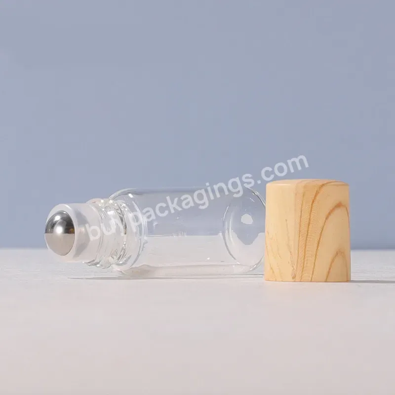 1ml 2ml 3ml 5ml Transparent Glass Roll On Bottles For Essential Oils Wooden Grain Lid