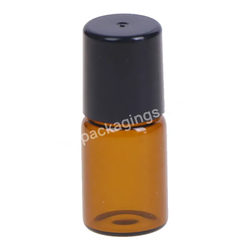 1ml 2ml 3ml Amber Perfume Glass Roll On Bottle Glass Vial Tube Wholesale Stainless Steel Roller Glass Bottle With Metal Roll On