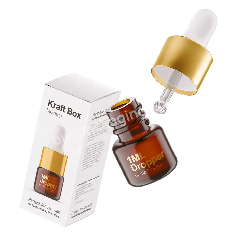 1ml 2ml 3ml Cosmetic Custom Small Amber Glass Dropper Bottle With Gold Cap For Serum Essential Oil Packaging