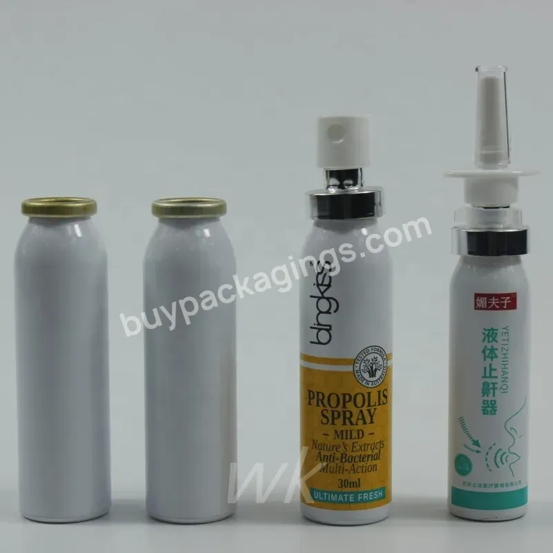 1oz 0.5oz Empty Refillable White Aluminum Medical Mouth Oral Spray Bottles Pump Sprayer Container Vial Pot For Saline Water Wash